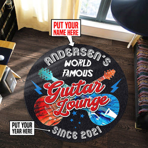 Personalized Guitar Lounge Living Room Round Mat Circle Rug 07016