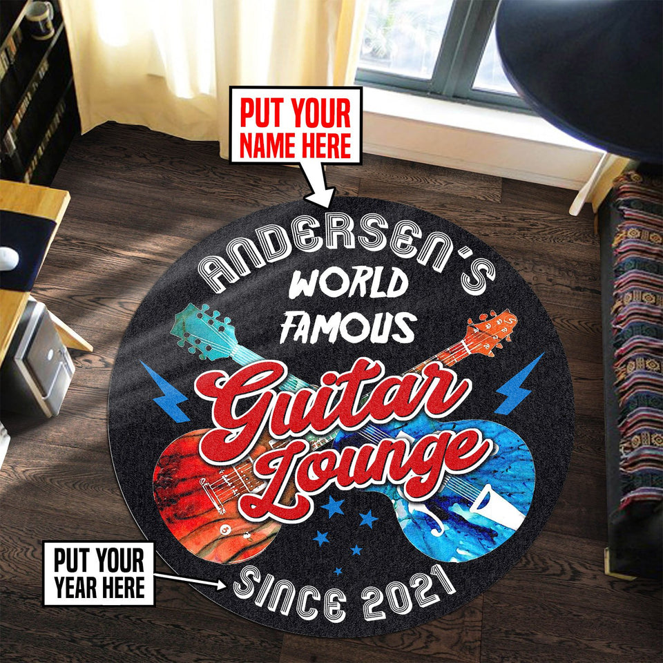 Personalized Guitar Lounge Living Room Round Mat Circle Rug 07016