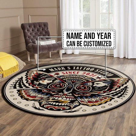 Personalized Tattoo Studio Living Room Round Mat Circle Rug 07176