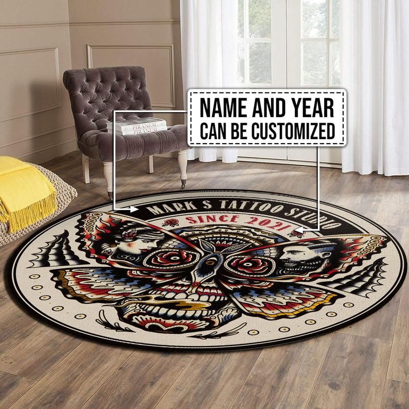 Personalized Tattoo Studio Living Room Round Mat Circle Rug 07176