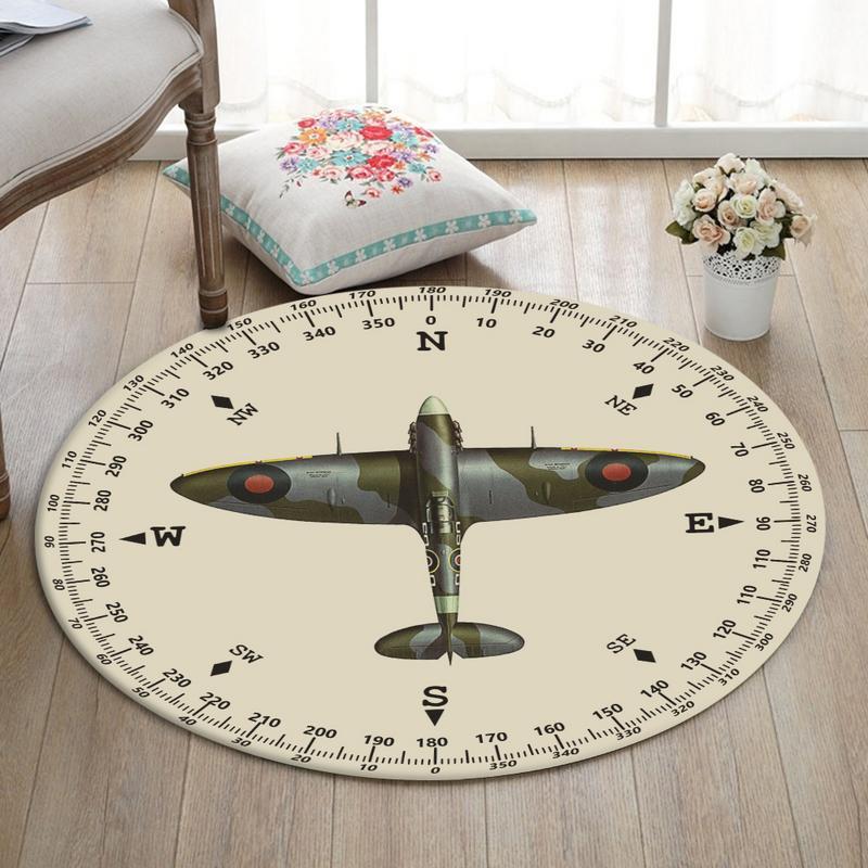 Supermarine Living Room Round Mat Circle Rug Supermarine Spitfire 03242