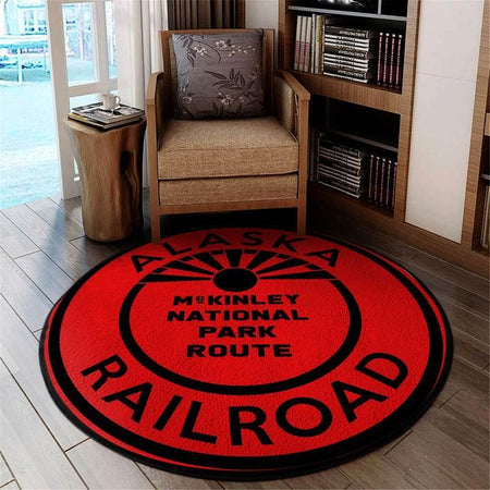 Alaska Living Room Round Mat Circle Rug Alaska Railroad 05062