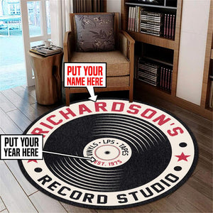 Personalized Record Studio Living Room Round Mat Circle Rug 06744