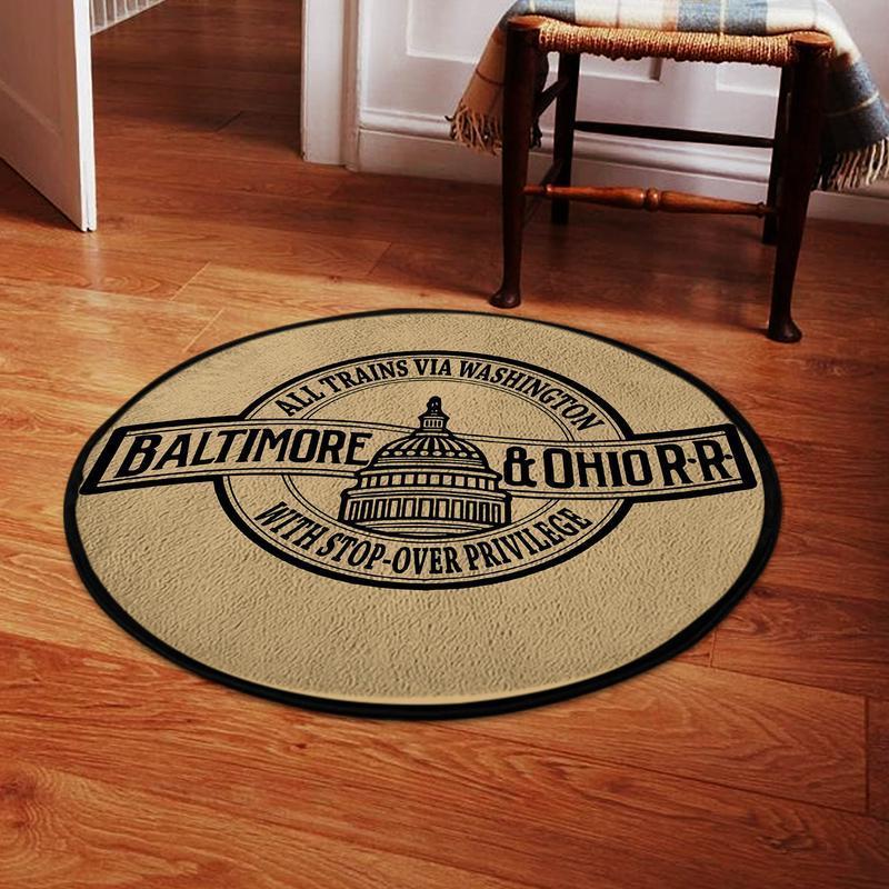 Borr Living Room Round Mat Circle Rug Baltimore Ohio Railroad 04713