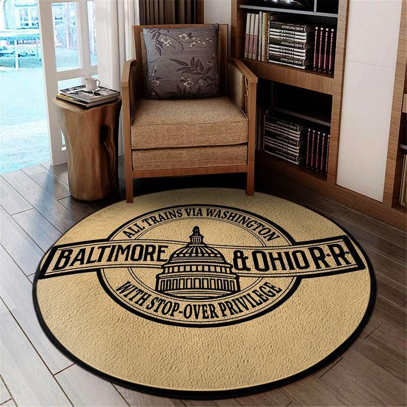 Borr Living Room Round Mat Circle Rug Baltimore Ohio Railroad 04713
