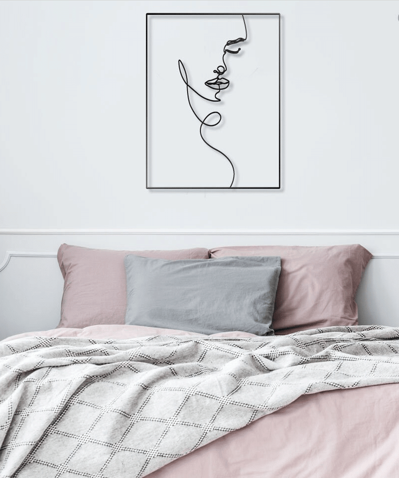 Female Face Line Art - Metal House Sign
