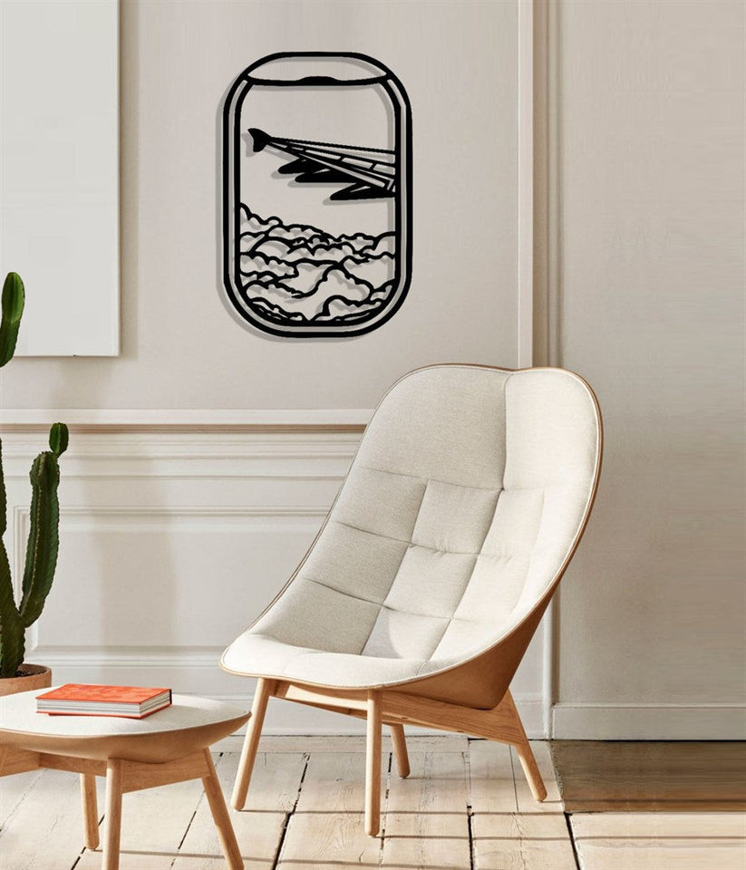Plane Window View For Travel Lovers | Wall Art Decor - Cut Metal Sign