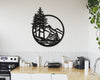 Camping In The Forest (Circle) | Wall Art Decor - Cut Metal Sign