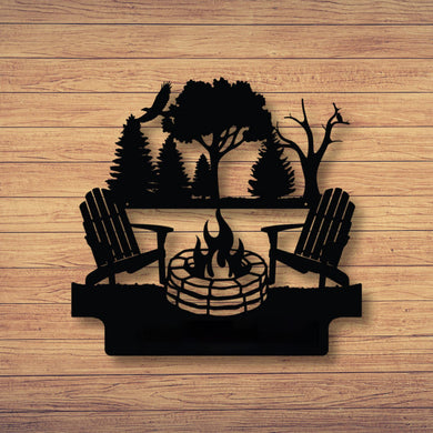 Campfire Camping - Cut Metal Sign