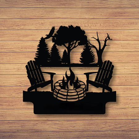 Campfire Camping - Cut Metal Sign
