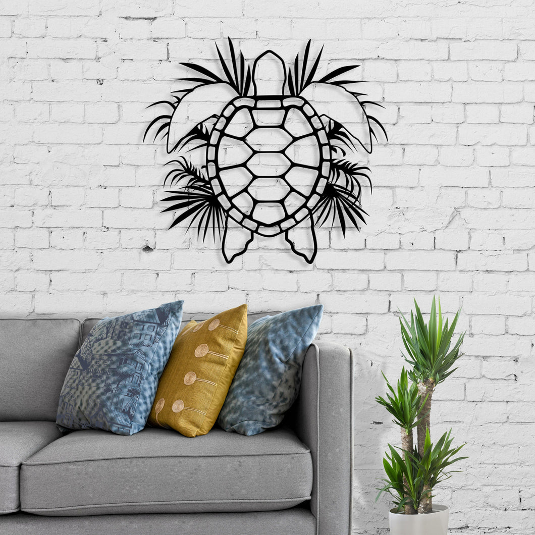 Sea Turtle Modern Ocean Life | Wall Art Decor - Cut Metal Sign