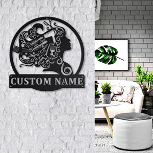 Beauty Salon Hair Monogram - Personalized Metal House Sign