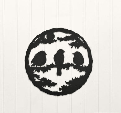 Cozy Three Birds | Decor | Wall Art - Cut Metal Sign