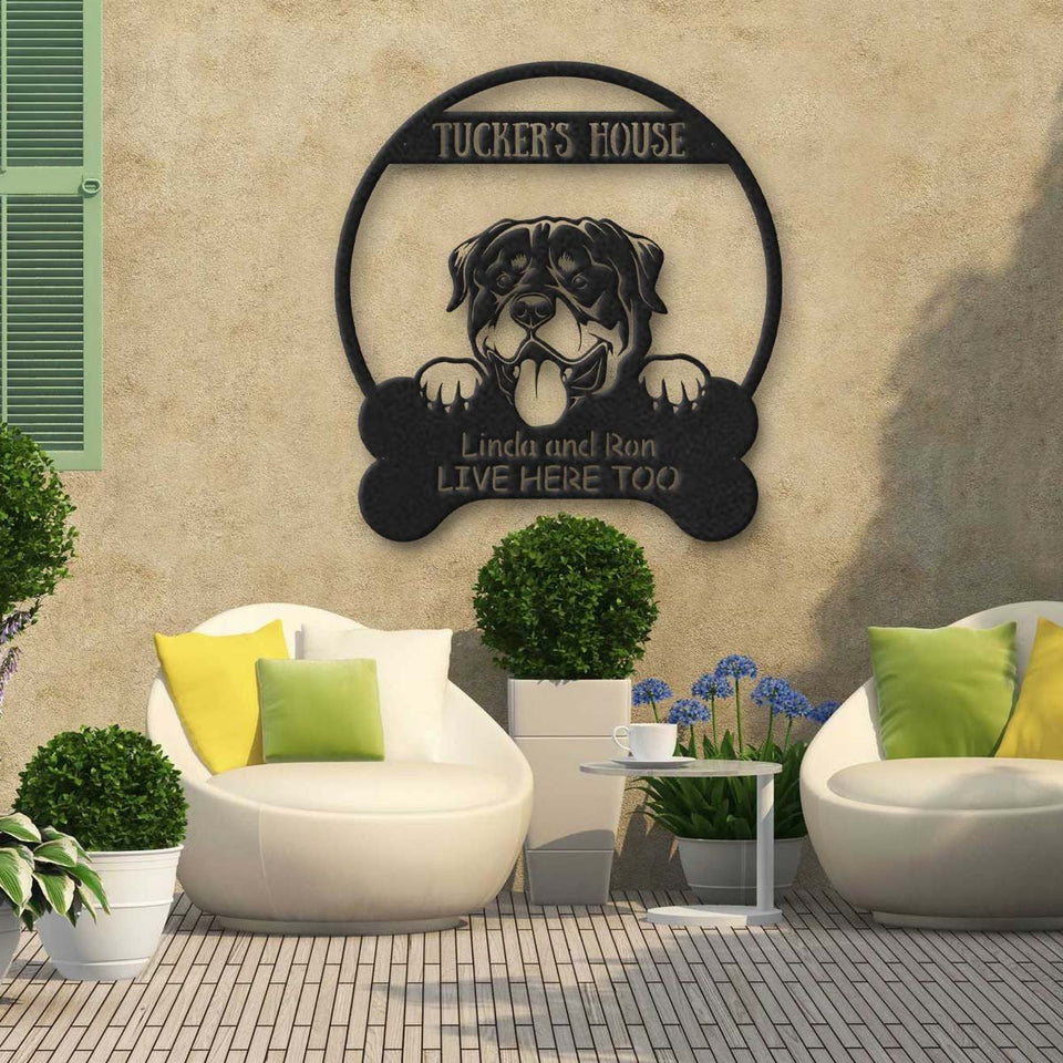 Rottweiler's House Dog Lovers Personalized Metal Sign