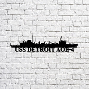 Uss Detroit Aoe4 Navy Ship Metal Sign Uss Detroit Patio Signs Cute Garage Signs For Men Funny