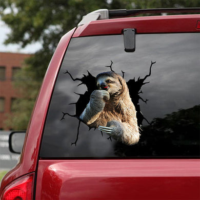 [sk1388-snf-lad]-sloth-crack-sticker-animals-lover
