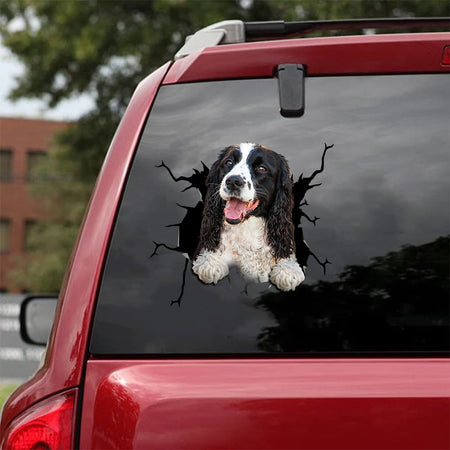[ld0496-snf-lad]-english-springer-spaniel-crack-car-sticker-dogs-lover