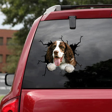 [ld0497-snf-lad]-english-springer-spaniel-crack-car-sticker-dogs-lover