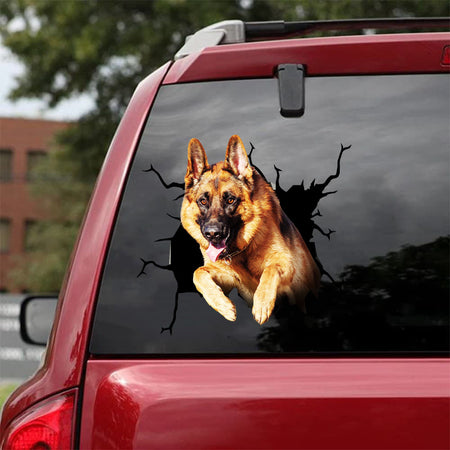 German Shepherd Crack Stickers For Cars The Cutest Big Stickers First Anniversary Gift