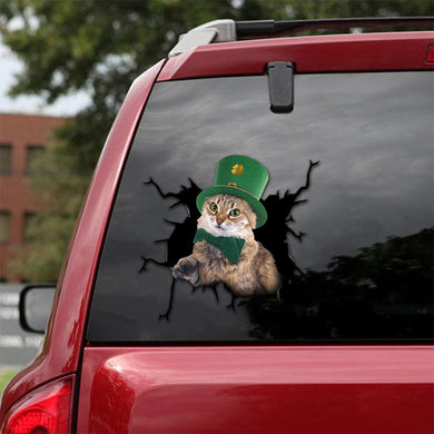 [th0223-snf-tpa]-lucky-cat-crack-car-sticker-cats-lover