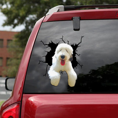 [ld1528-snf-lad]-old-english-sheepdogs-crack-car-sticker-dogs-lover