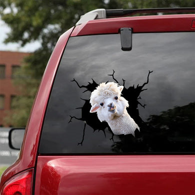 Alpaca Crack Decal Sticker Car Cool Making Stickers With Funny Vinyl Car Decals Anniversary Gift For Husband