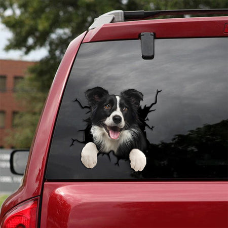 Border Collie Crack Sticker Decals Cuteness Overloaded Brand Stickers 25th Anniversary Gifts