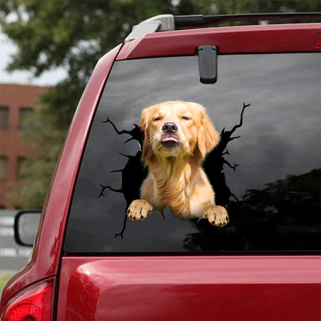Golden Retriever Crack Decal Items Lovable Custom Sticker Maker Wedding Anniversary Gifts