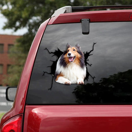 [th0383-snf-tpa]-shetland-sheepdog-crack-car-sticker-dogs-lover
