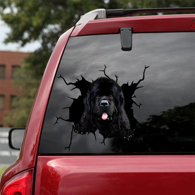 [sk0543-snf-tnt]-newfoundland-crack-car-sticker-dogs-lover