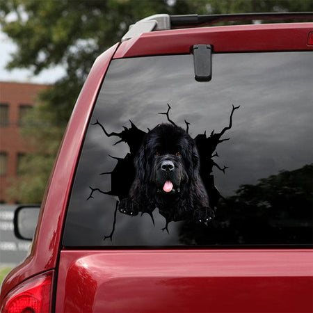 [sk0543-snf-tnt]-newfoundland-crack-car-sticker-dogs-lover