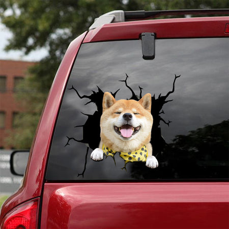[sk0534-snf-tnt]-shiba-akita-crack-car-sticker-dogs-lover