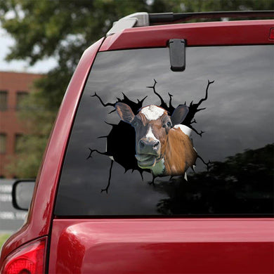 [bv0140-snf-ptd]-ayrshire-cow-crack-car-sticker-cattle-lover