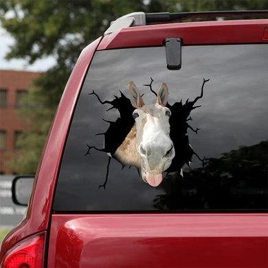 [bv0139-snf-ptd]-mule-cattle-crack-car-sticker-cattle-lover