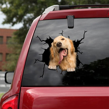 [sk1508-snf-lad]-golden-retriever-crack-car-sticker-dogs-lover