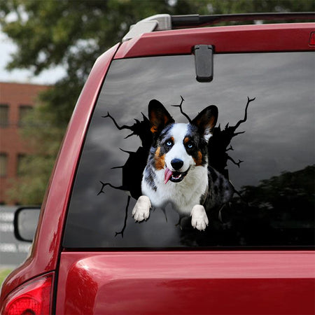 [sk1582-snf-lad]-corgi-crack-car-sticker-dogs-lover