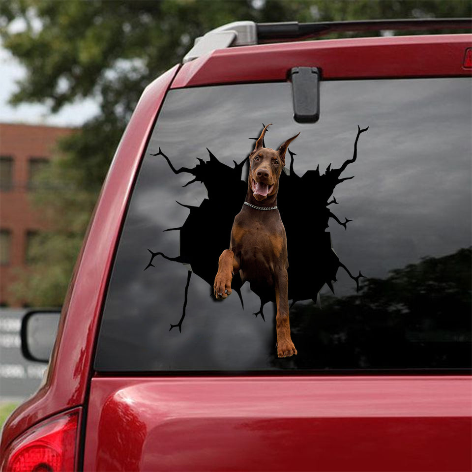 [sk1746-snf-lad]-dobermann-crack-car-sticker-dogs-lover