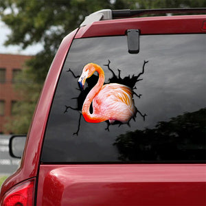 [th0668-snf-ptd]-flamingo-crack-car-sticker-tropical-lover