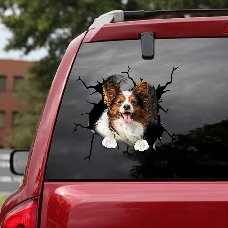 [bv0154-snf-tpa]-papillon-dog-crack-car-sticker-dogs-lover