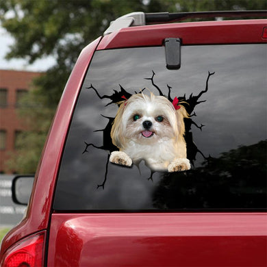 [sk1667-snf-lad]-shih-tzu-crack-sticker-dogs-lover