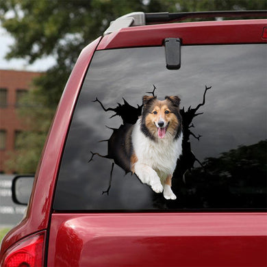 [ld0451-snf-lad]-shetland-sheepdog-crack-car-sticker-dogs-lover