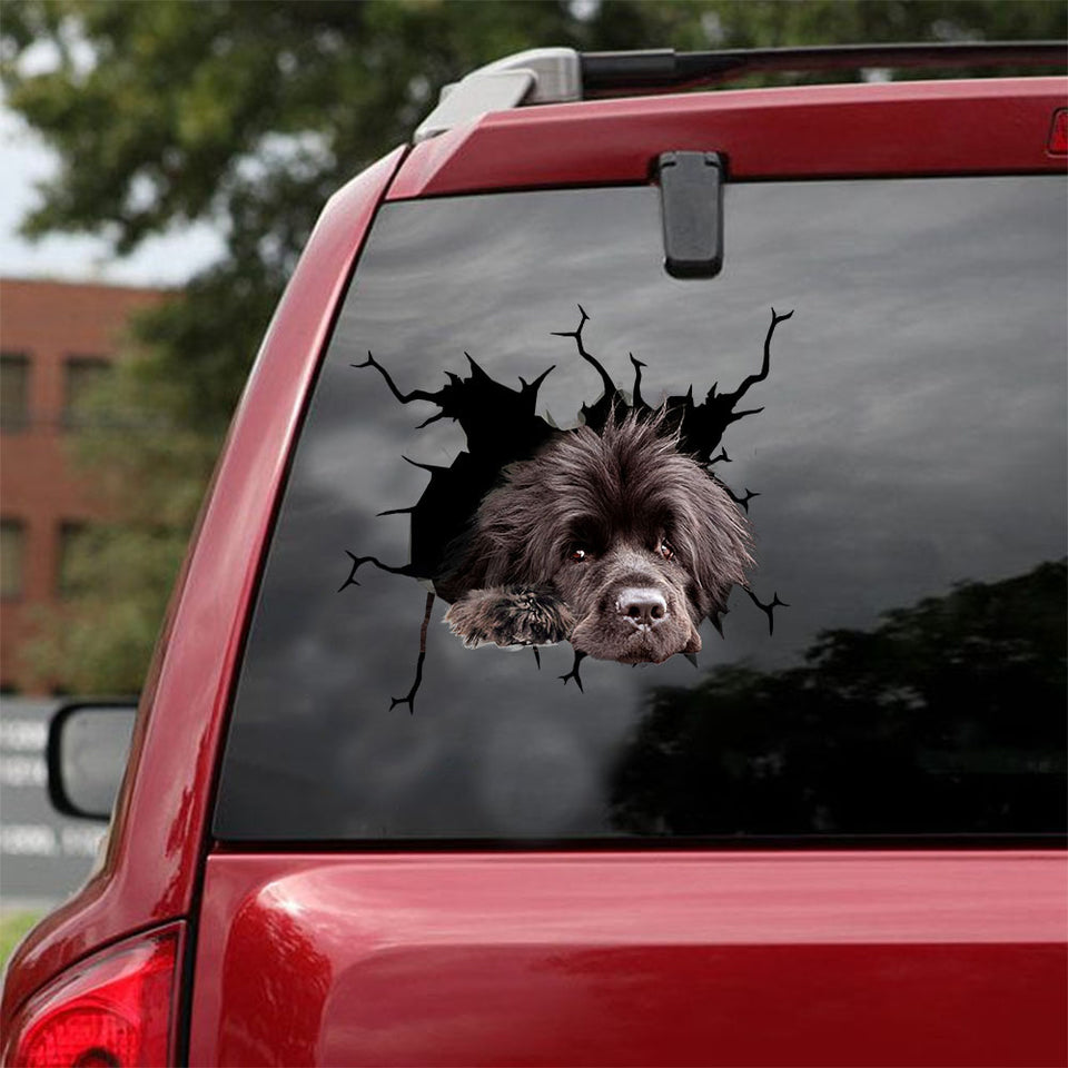 [ld1202-snf-lad]-newfoundland-crack-car-sticker-dogs-lover