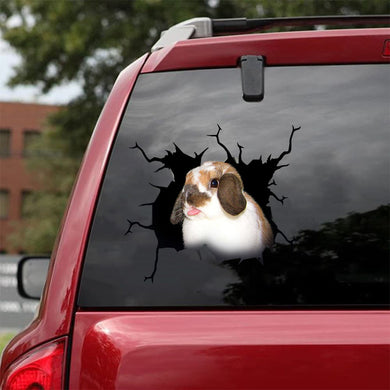 [da0315-snf-tnt]-rabbit-crack-car-sticker-rabbits-lover
