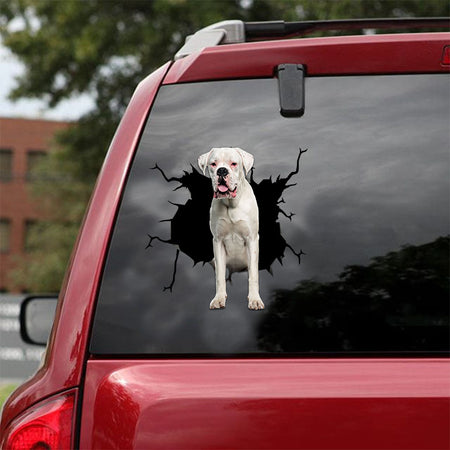 [ld0968-snf-lad]-white-boxer-crack-car-sticker-dogs-lover