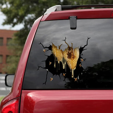 [sk0690-snf-tnt]-bee-crack-car-sticker-animals-lover
