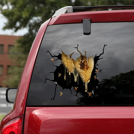 [sk0690-snf-tnt]-bee-crack-car-sticker-animals-lover