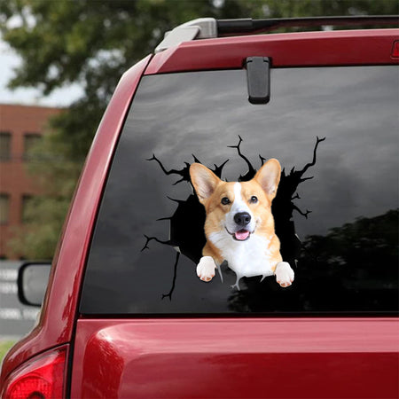 [sk0657-snf-tnt]-welsh-corgi-crack-sticker-dogs-lover
