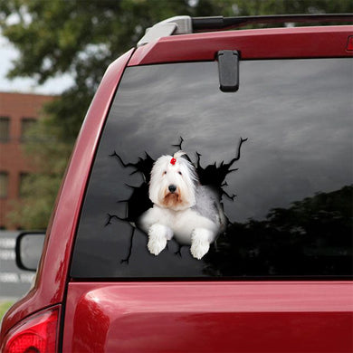 [th0191-snf-tpa]-english-sheepdog-crack-car-sticker-dogs-lover