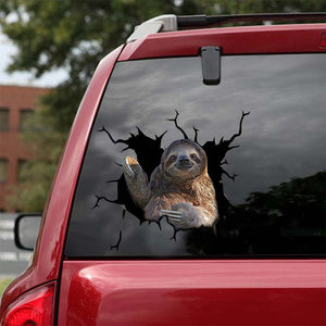 [sk0617-snf-lad]-sloth-crack-sticker-animals-lover