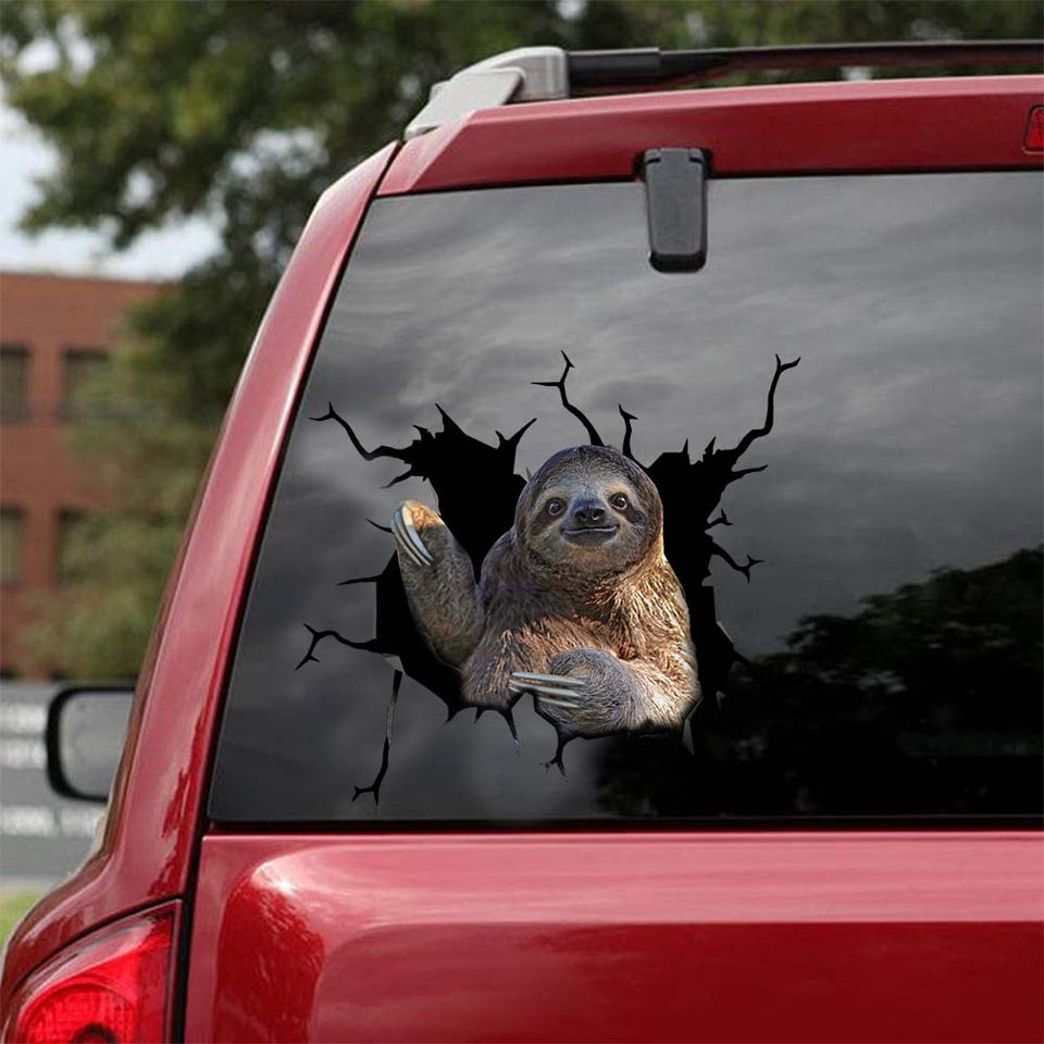 [sk0617-snf-lad]-sloth-crack-sticker-animals-lover
